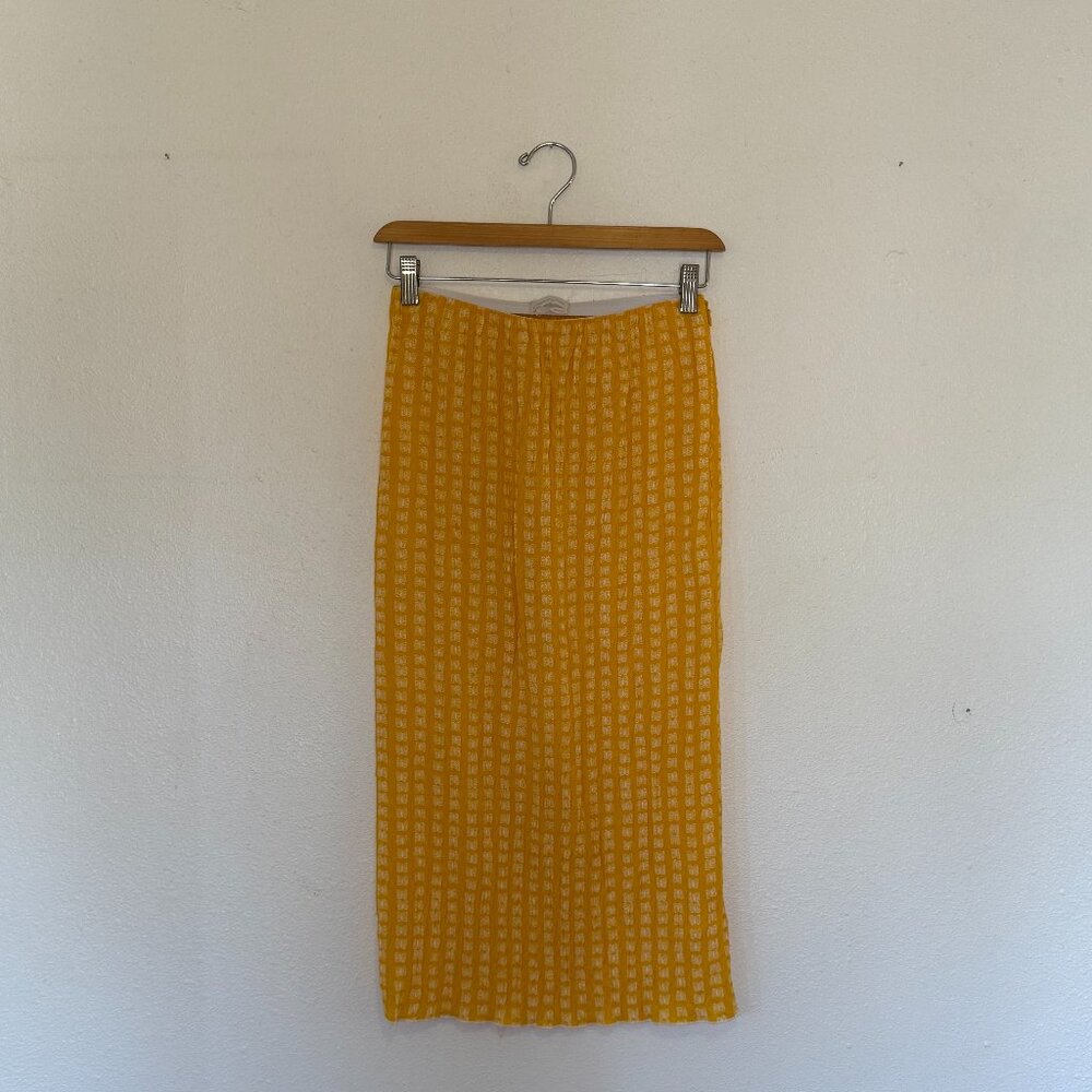 Urban Outfitters Crinkle Yellow Butterfly Midi Skirt Small